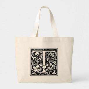 Grand Tote Bag Lettre T Monogramme médiéval Art Nouveau