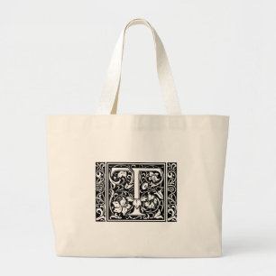 Grand Tote Bag Lettre T Monogramme médiéval Art Nouveau