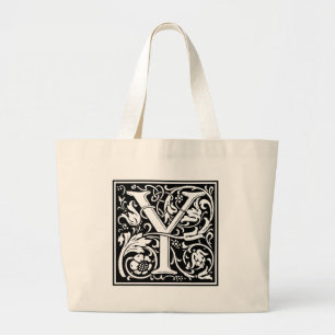 Grand Tote Bag Lettre Y Monogramme médiéval Art Nouveau