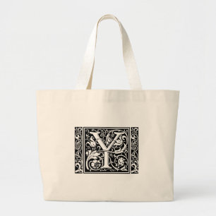 Grand Tote Bag Lettre Y Monogramme médiéval Art Nouveau