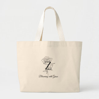 Grand Tote Bag Lettre Z Monogramme Élégant Fleur de Rose "En fleu