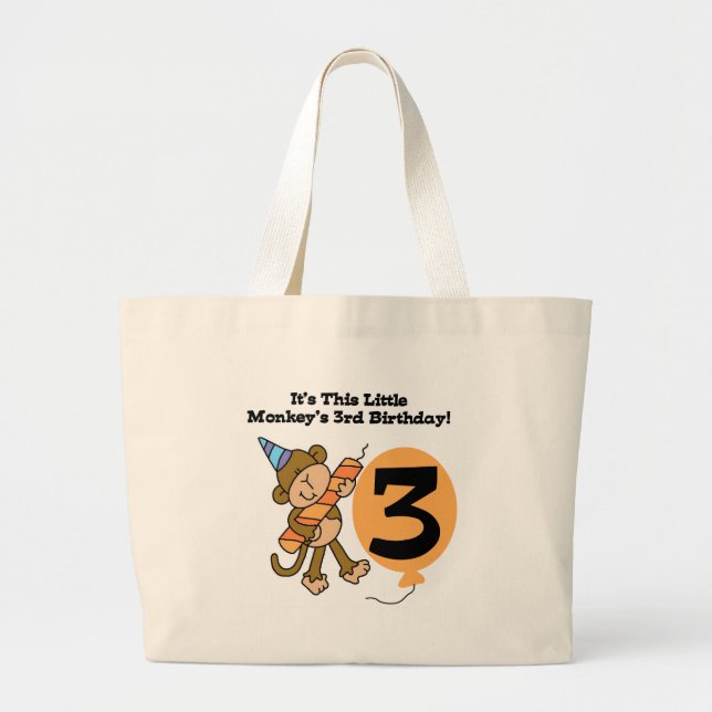 Grand Tote Bag Little Monkey 3e Anniversaire Tshirts et cadeaux (Devant)