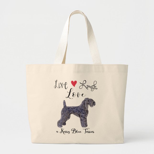 Grand Tote Bag Live Laugh Love a Kerry Blue Terrier (Devant)
