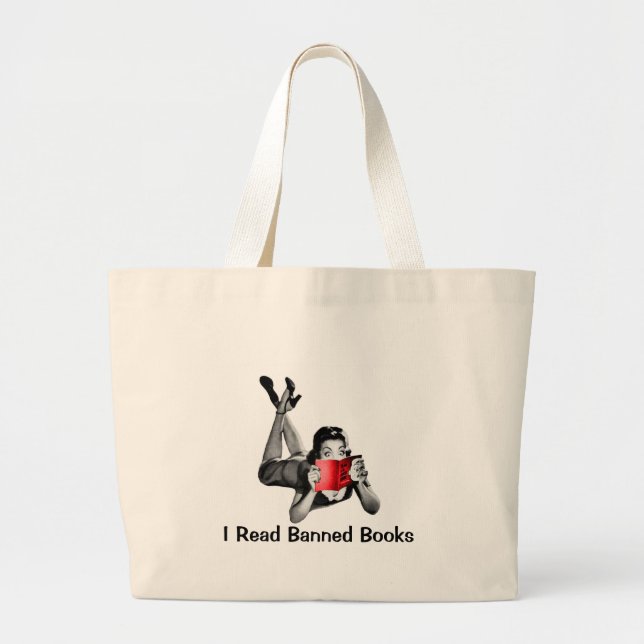 Grand Tote Bag Livres interdits lus par I de cartable (Devant)