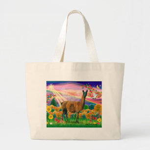 Grand Tote Bag Llama (marron) - Ange d'Automne