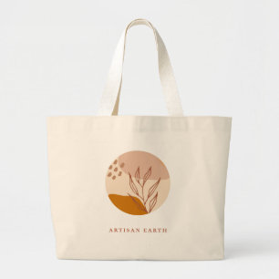Grand Tote Bag Logo Abstrait Rustique Artisan Earthy