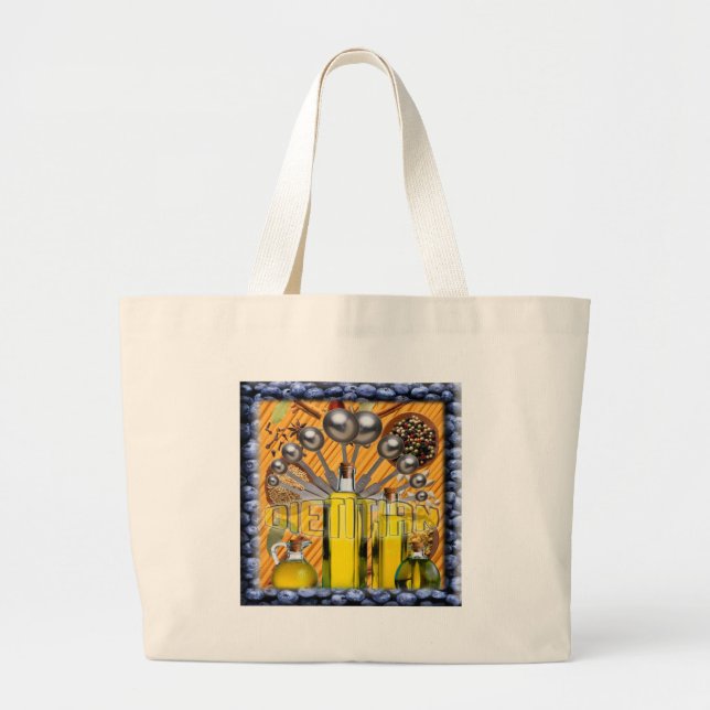 GRAND TOTE BAG LOGO DE COLLAGE DE NOURRITURE DE DIÉTÉTICIEN (Devant)