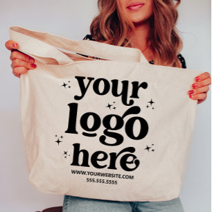 Grand Tote Bag Logo d'entreprise personnalisé avec texte pour soc