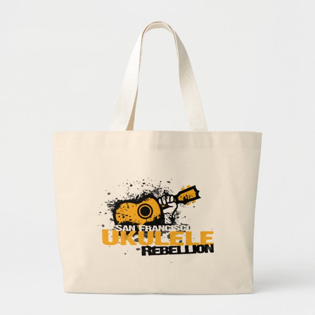 Grand Tote Bag logo d'ukulélé de sf (Devant)