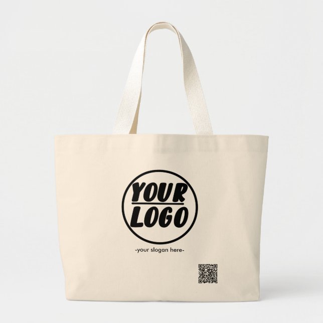 Grand Tote Bag Logo professionnel personnalisé avec code QR (Devant)