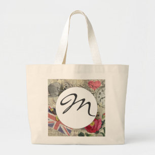 Grand Tote Bag Londres Angleterre Voyage Europe Vintage Art