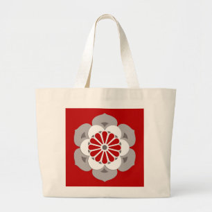 Grand Tote Bag Lotus Flower Mandala, Dark Red, Gray and White