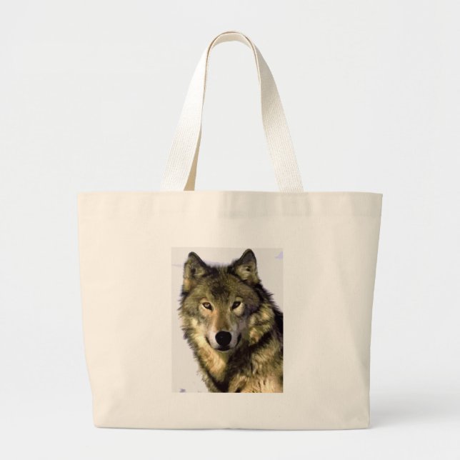 Grand Tote Bag Loup gris (Devant)
