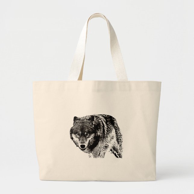 Grand Tote Bag Loup sauvage (Devant)