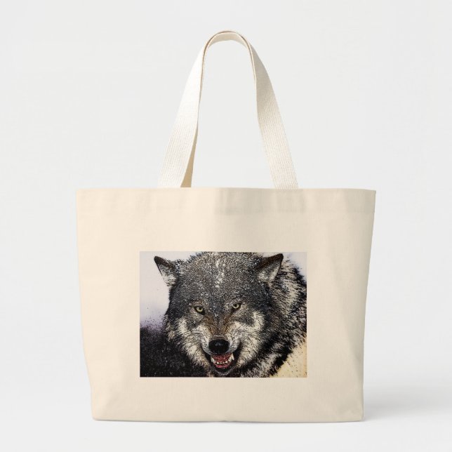 Grand Tote Bag Loup sauvage (Devant)