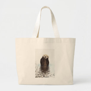 Grand Tote Bag Loutre de sourire adorable dans le lac