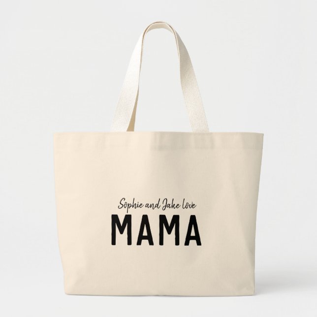 Grand Tote Bag Love Mama | Bold Kid's Names Mother's Day (Devant)