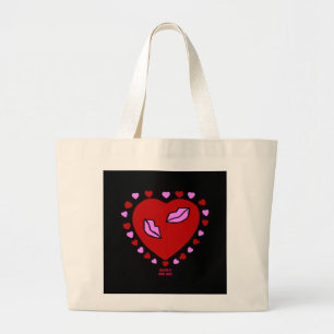 Grand Tote Bag Lovely Heart Kisses Jumbo Fourre-tout