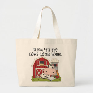 Grand Tote Bag Lu 'jusqu'aux vaches venez à la maison