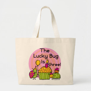 Grand Tote Bag Lucky Bug Cupcake 3e Anniversaire Tshirts et cadea