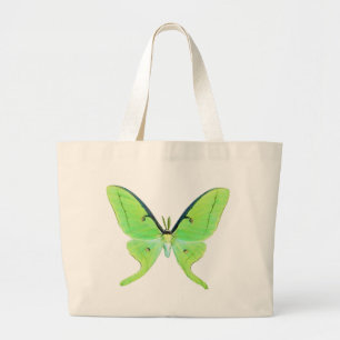 Grand Tote Bag Luna moth sur un arrière - plan vert pâle