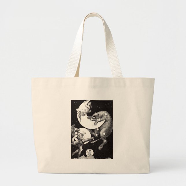 Grand Tote Bag Lune céleste ciel Univers Dieu Nuit Illustration (Devant)