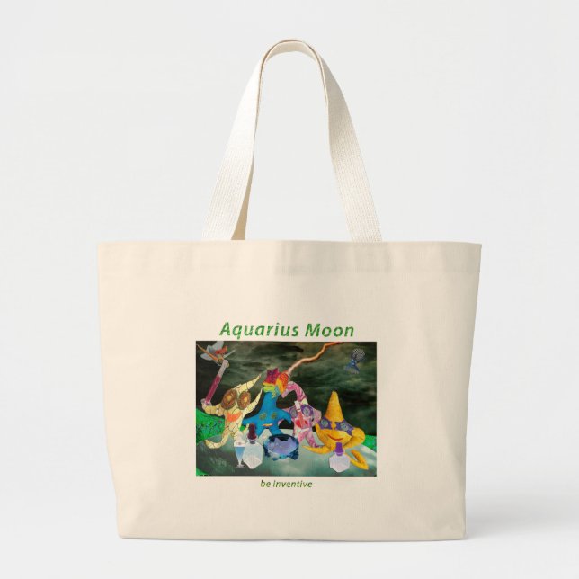 Grand Tote Bag Lune dans le Verseau (Devant)