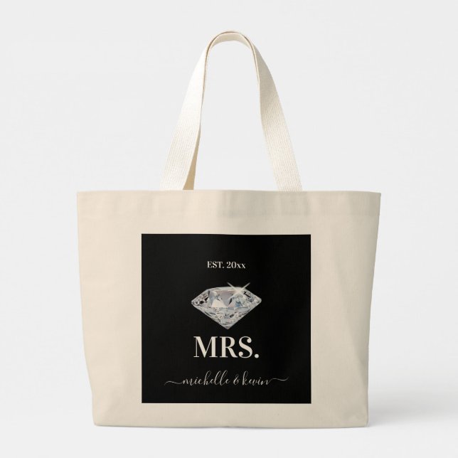 Grand Tote Bag M. & Mme Mariage noir et blanc (Dos)