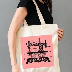 Grand Tote Bag Machine à coudre Vintage
