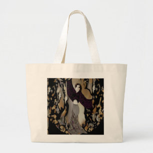 Grand Tote Bag Madame Dancer sur le pourpre, or, gris de mode,