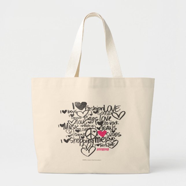 Grand Tote Bag Magenta de graffiti (Devant)