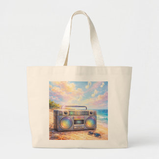Grand Tote Bag Magical Retro Boombox Playing Music On Beach