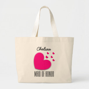 Grand Tote Bag MAID OF HONOR Nom personnalisé Explosion cardiaque