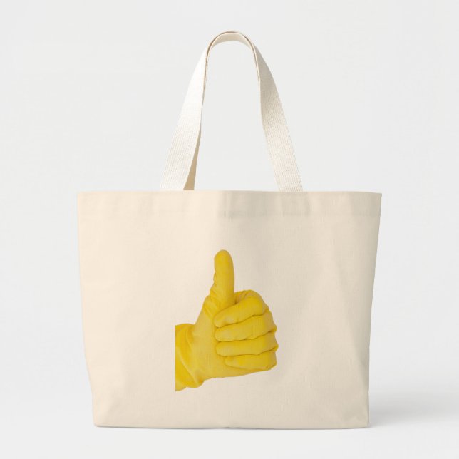 Grand Tote Bag Main dans le gant de latex jaune (Devant)
