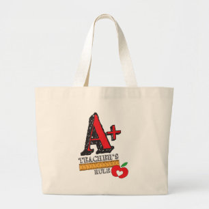 Grand Tote Bag Main rouge et noire dessinée Une règle Plus Enseig