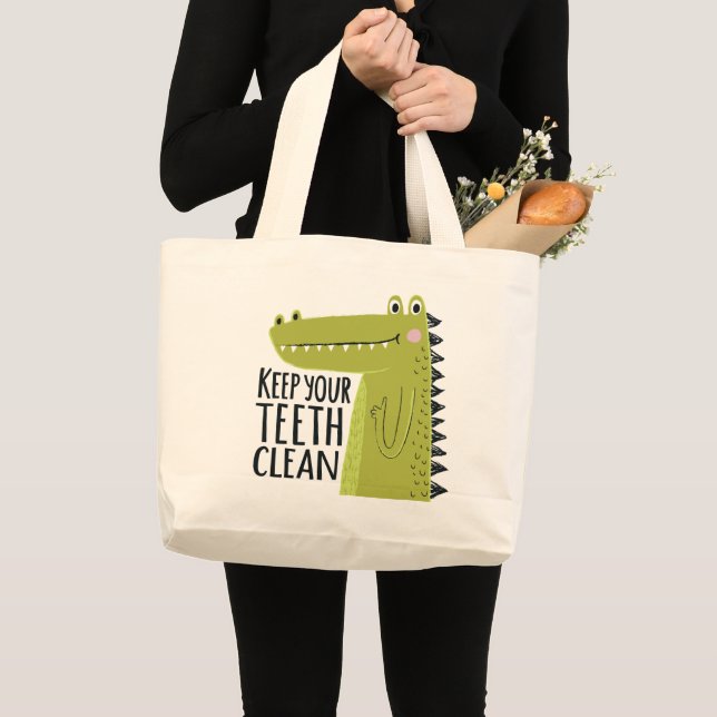 Grand Tote Bag Maintenez vos dents propres (Devant (produit))