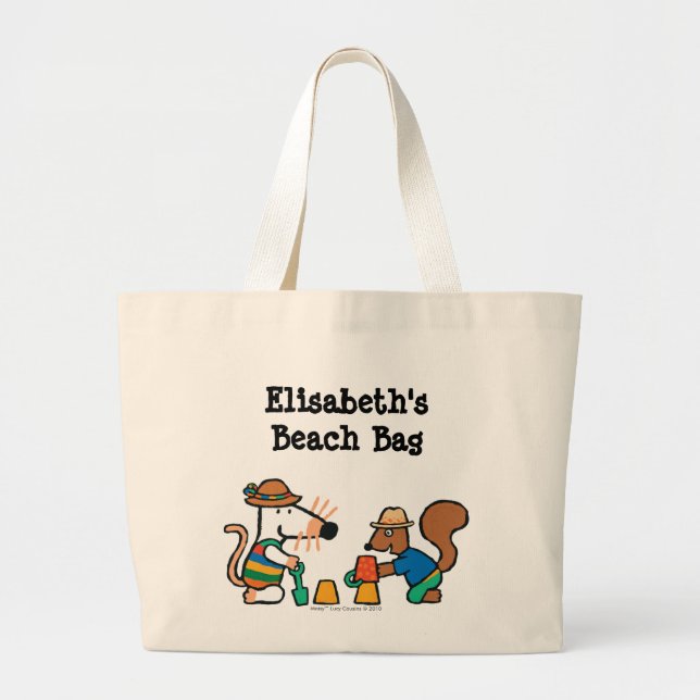 Grand Tote Bag Maisy et Cyrille construisent un château de sable (Devant)