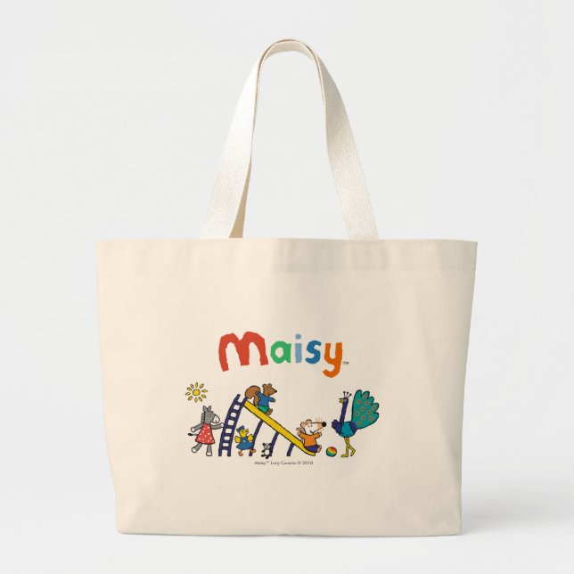 Grand Tote Bag Maisy sur le terrain de jeu avec des amis (Devant)