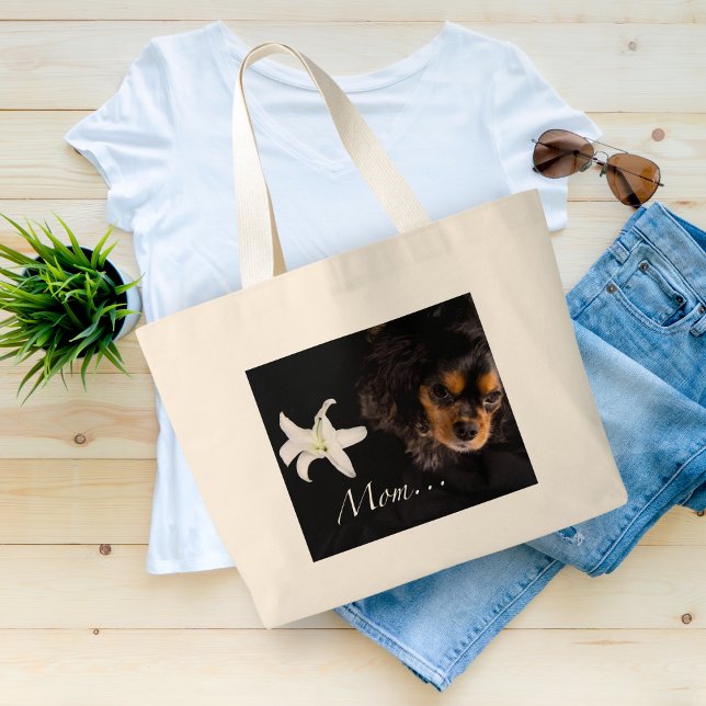 Grand Tote Bag Maman...Cavalier King Charles Spaniel (Créateur téléchargé)