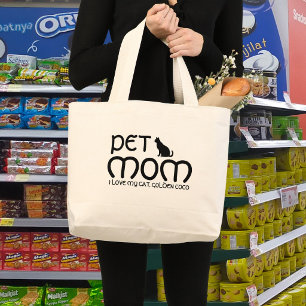 Grand Tote Bag Maman de chat amoureux des animaux personnalisée C