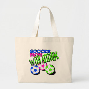 Grand Tote Bag Maman de football avec attitude