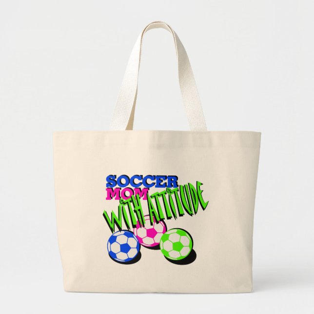 Grand Tote Bag Maman de football avec attitude (Devant)