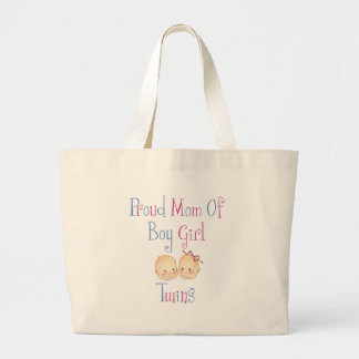 Grand Tote Bag Maman fière des jumelles de fille de garçon