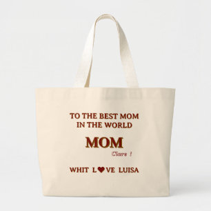 Grand Tote Bag Maman personnalisée Script naturel