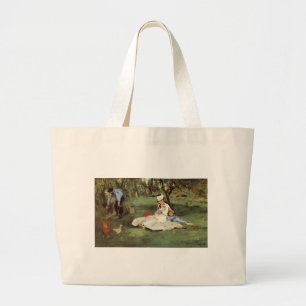 Grand Tote Bag Manet Impressionniste Français Famille Jardin Pein