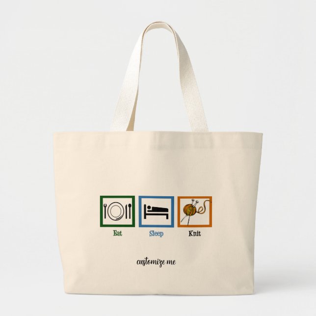 Grand Tote Bag Mangez le Knit de sommeil (Devant)