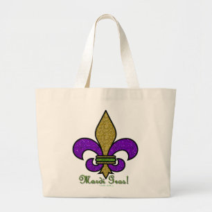 Grand Tote Bag Mardi Gras Fleur De Lis Coloré