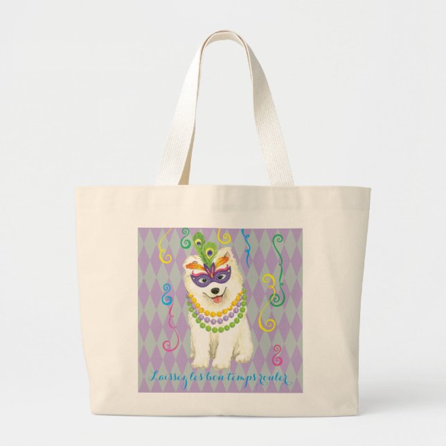 Grand Tote Bag Mardi Gras Samoyed (Devant)