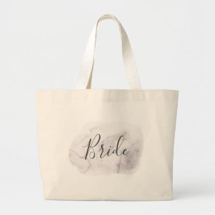 Grand Tote Bag Mariée. Élégant mariage aquarelle poussiéreux viol