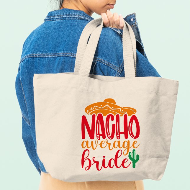 Grand Tote Bag Mariée pas moyenne Nacho Sombrero Espagnol Mariage (Créateur téléchargé)